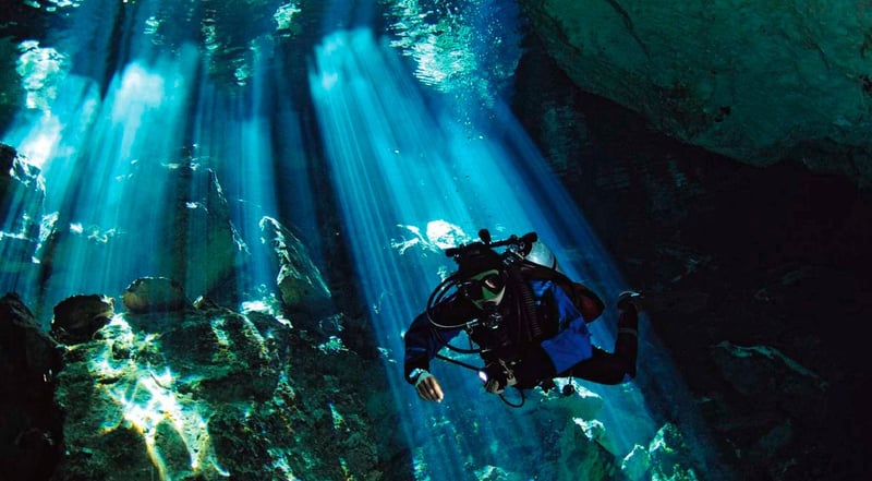 Underwater cave diving