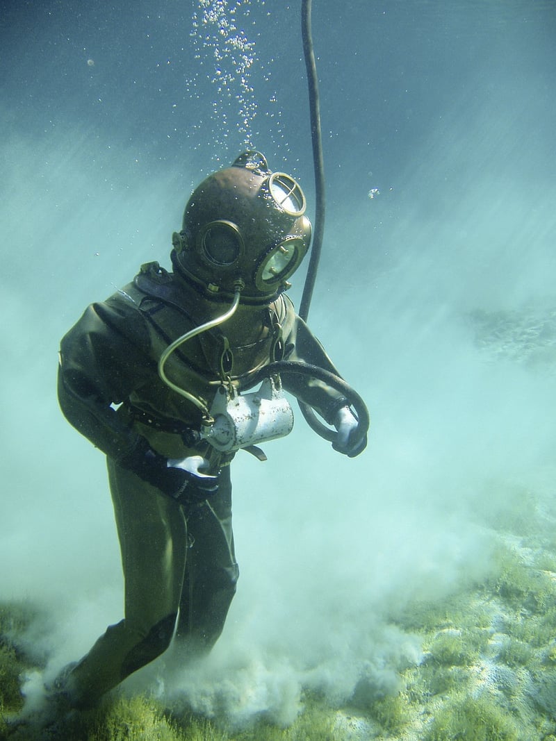 Diver exploring underwater cave